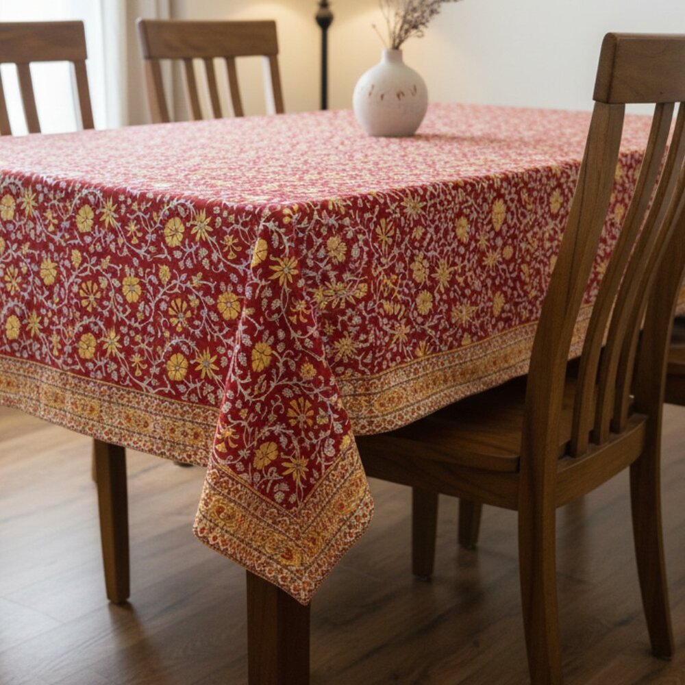 Pottery Barn Hand Blocked Cotton Tablecloth